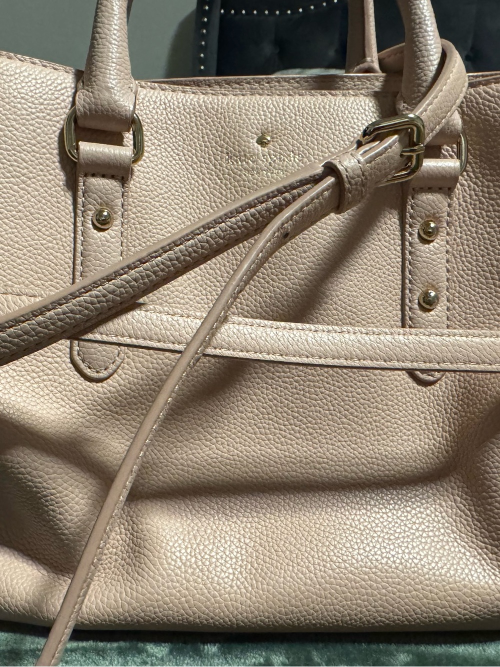 kate spade Pebbled Leather Satchel in Light Blush